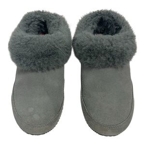 Sorel Coffee Run Slippers Quarry Gray Suede, Faux Fir Women’s 8 NL3692-053